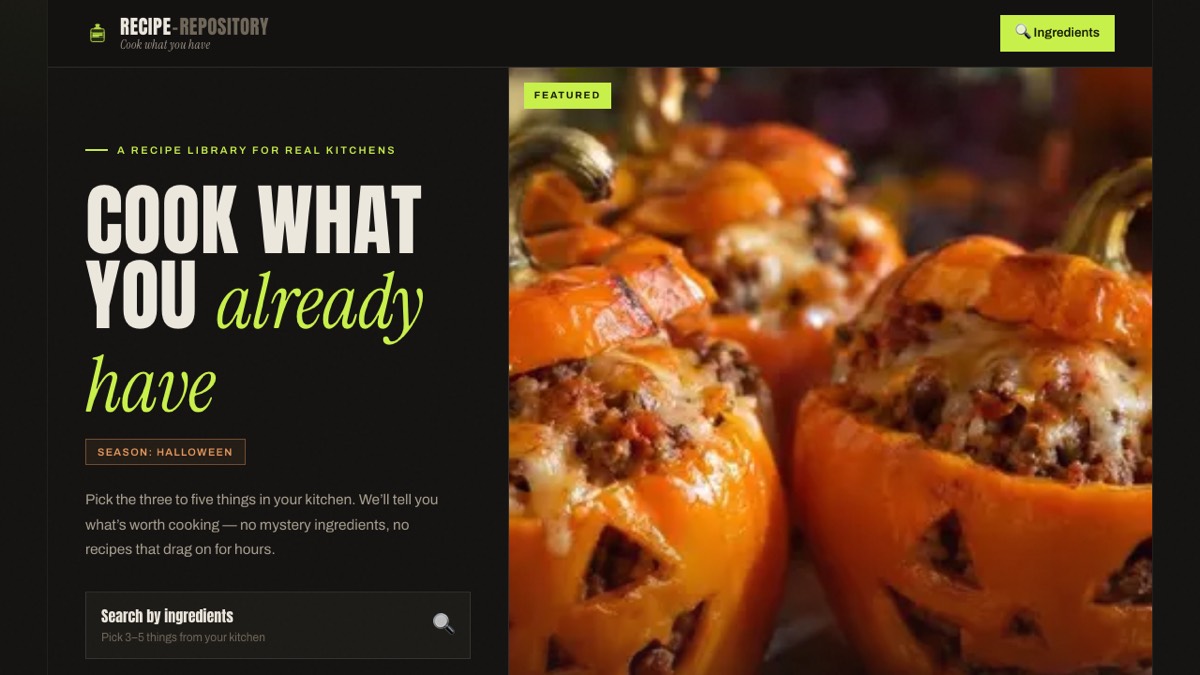 Recipe Repository website
